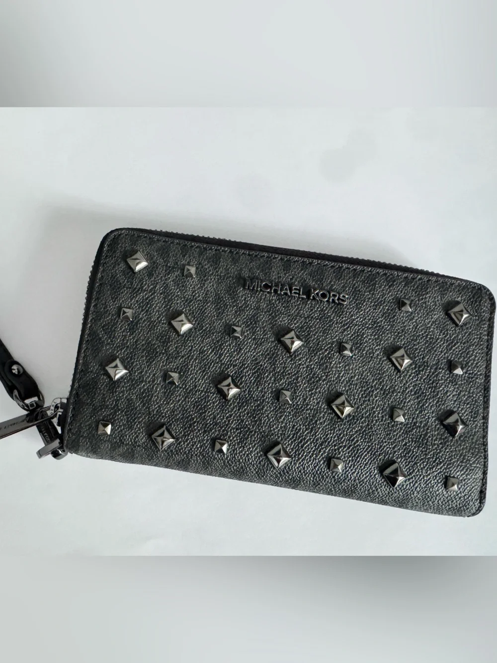 Michael Kors Black Studded Wristlet Card Holder